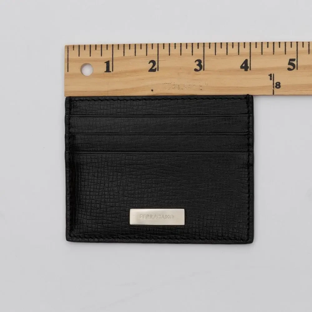 Ferragamo Men New Revival Leather Card Case Black